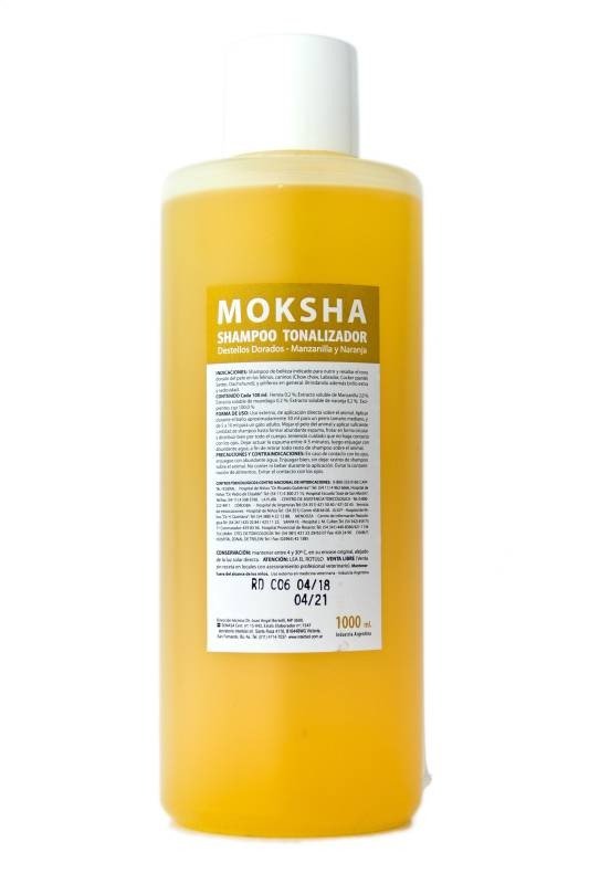 moksha dorado x1L Shampoo Moksha Tonalizador Destellos Dorados x1000cc